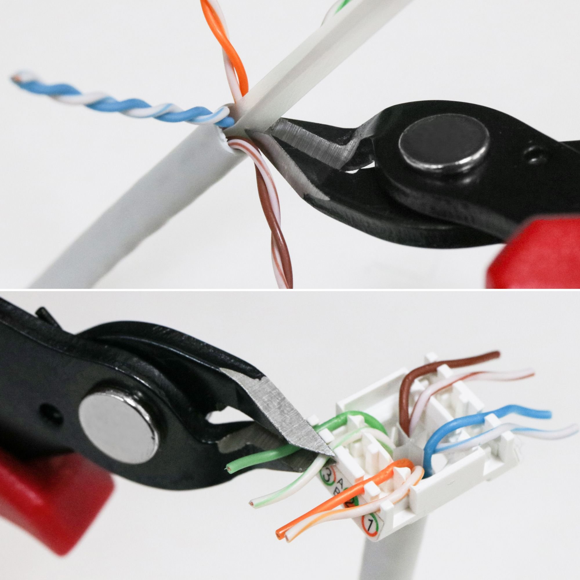 Vágófogó puha fém drótokhoz, legfeljebb 18 AWG és kábel spline vágásához