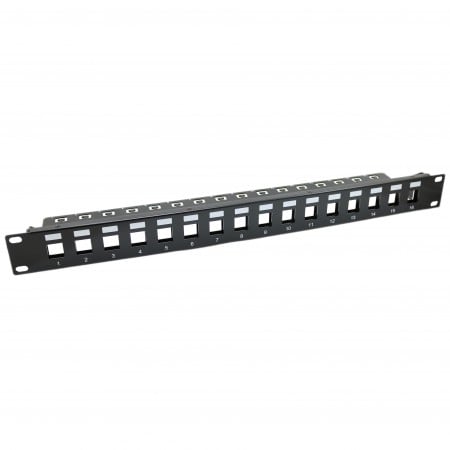 1U 16 Port FTP RJ45 Üres Panel TÁMOGATÓ SÍNNEL