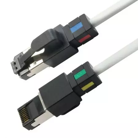 Cat.6A S/FTP 30 AWG 10GBASE-T Patch kábel Forgatható színű csatlakozókkal - Cat 6A SFTP 30 méretű Forgatható színű csatlakozókábel