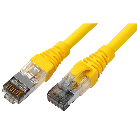 Cat.6A S/STP 26 AWG patch kábel, sárga - Cat 6A S/FTP 26 AWG árnyékolt Ethernet RJ45 egyedi színekkel rendelhető patch kábel