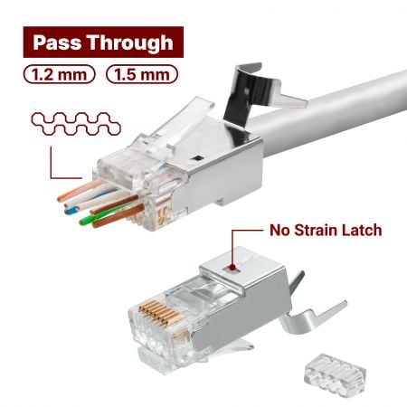 Cat 6A STP nincs feszültségmentesítő zárócsap Ethernet csatlakozó